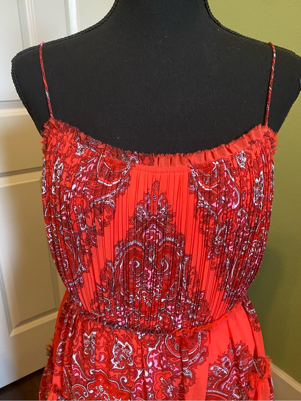 Banana Republic Orange Red Paisley Maxi Dress - Picture 2 of 7